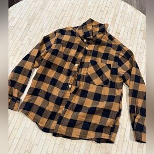 Kids Black and Tan Plaid Shirt